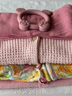 Baby Girl Bundle 0–3M | Bamboo + Knit Rose Set